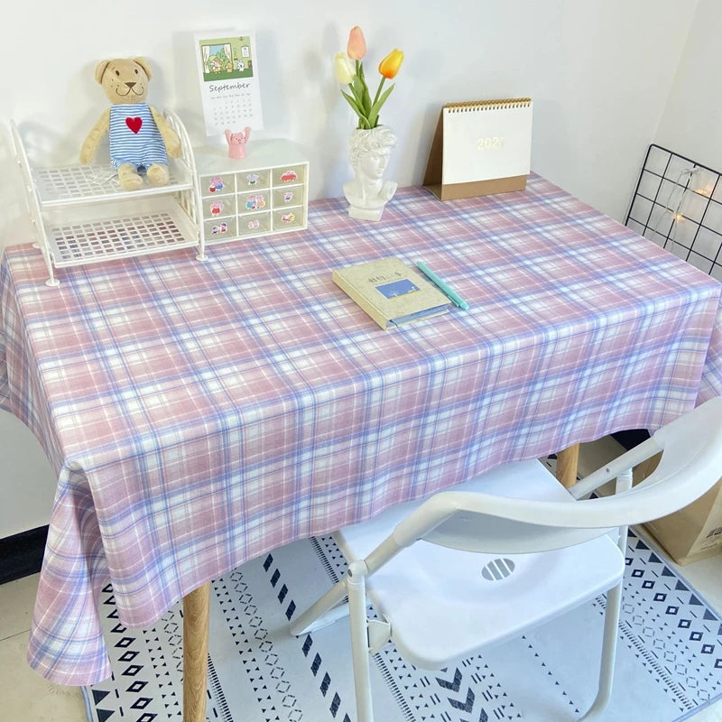 Plaid Tablecloth Table Cloth Desk Mat Dust-proof Dining Table Cloth Furniture Protector Picnic Mat Tapete Dressing Table Mat by HARMONYA STORE