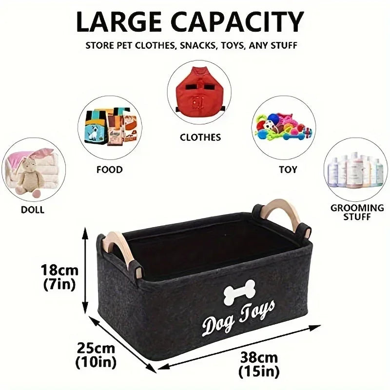 Felt pet toy box, dog toy box, storage basket box - perfect for organizing pets by HARMONYA STORE