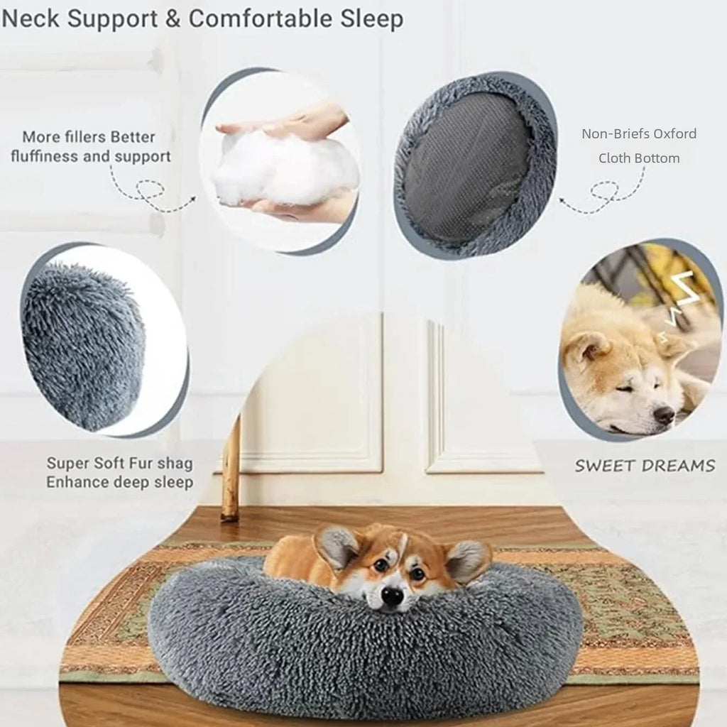40-90cm 6 Sizes Round Pet Bed for Large Dog Bed Super Soft Cat Bed Plush Dog House for Medium Dog House Winter Warm Sleeping by HARMONYA STORE