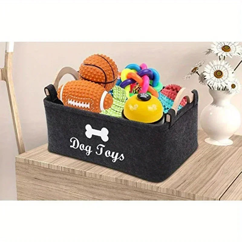 Felt pet toy box, dog toy box, storage basket box - perfect for organizing pets by HARMONYA STORE