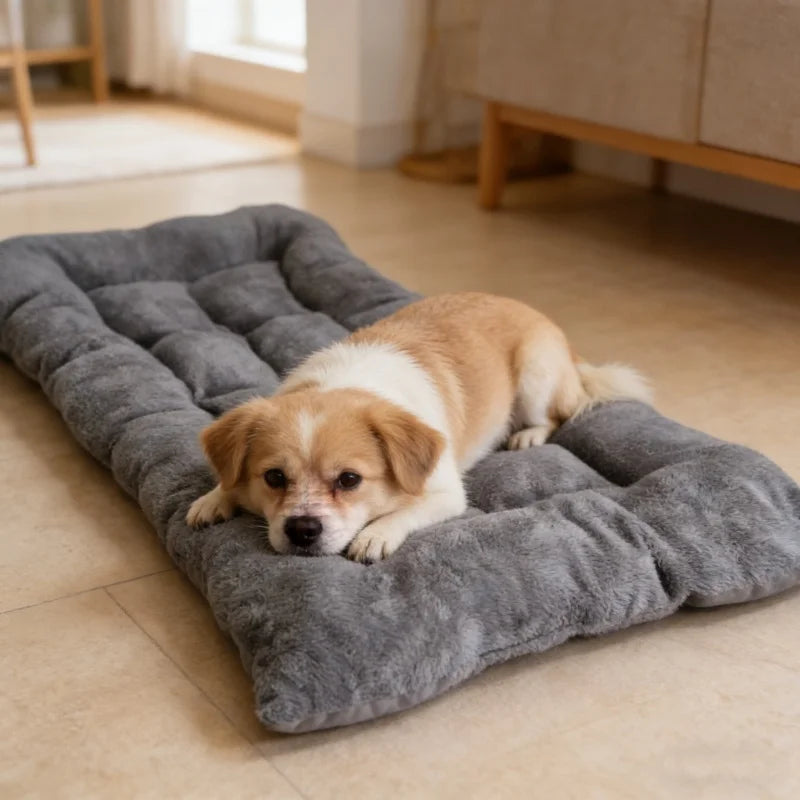 Extra Large Plush Dog Bed Sofa Thickened Super Soft Polyester Pet Mat Dog Crate Mat Bed For Small Medium Large Dog Bed by HARMONYA STORE