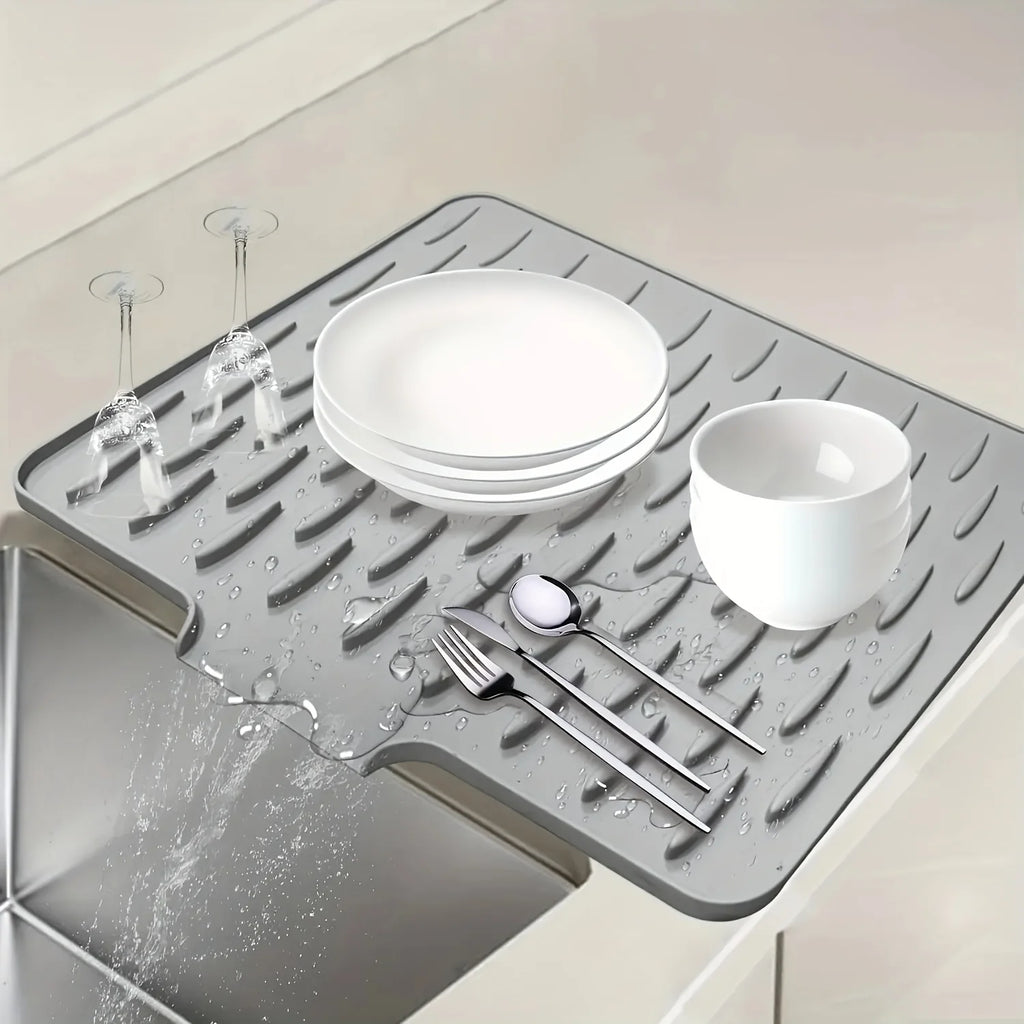 Kitchen Silicone Drain Mat with Built-in Drainage Design, Easy to Clean, Suitable for Countertops, Sinks, Refrigerators by HARMONYA STORE