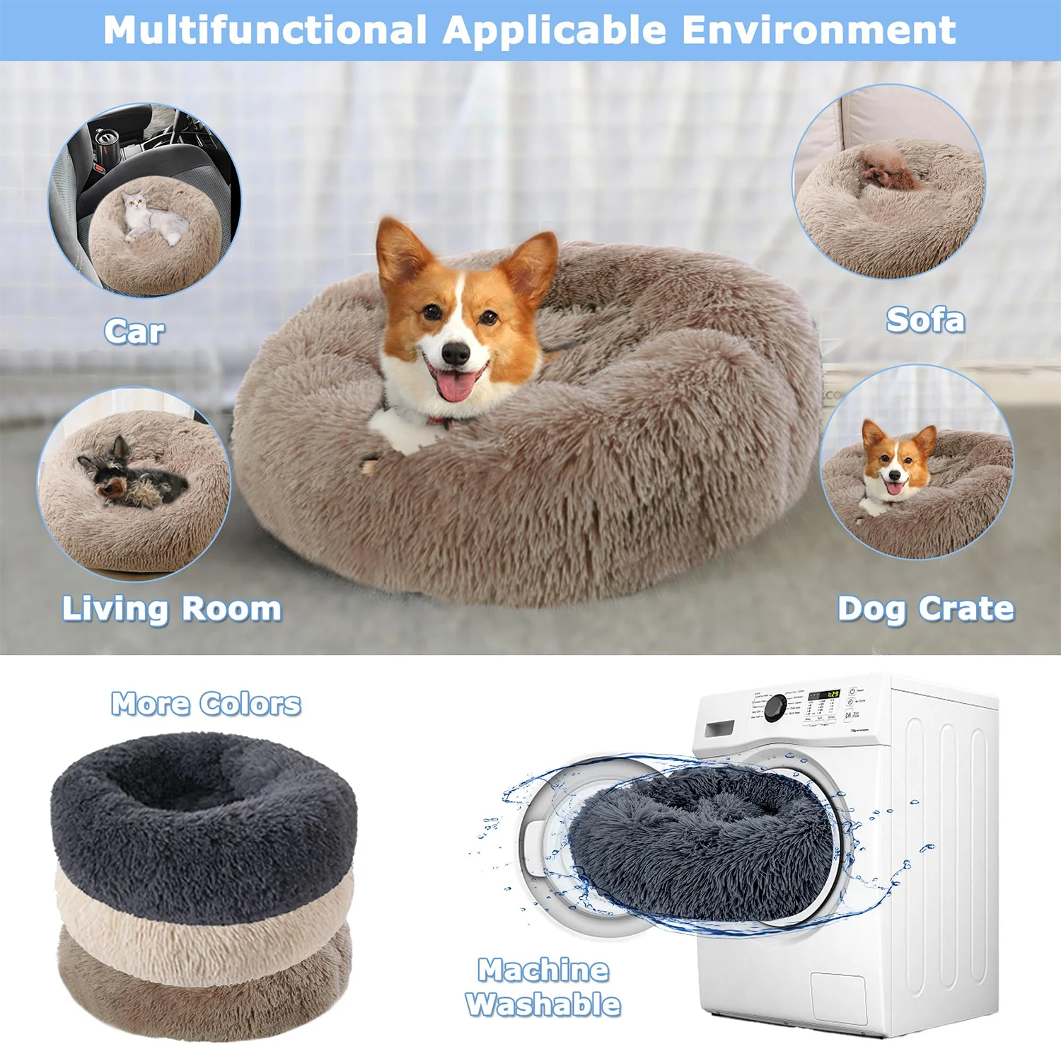 40-90cm 6 Sizes Round Pet Bed for Large Dog Bed Super Soft Cat Bed Plush Dog House for Medium Dog House Winter Warm Sleeping by HARMONYA STORE