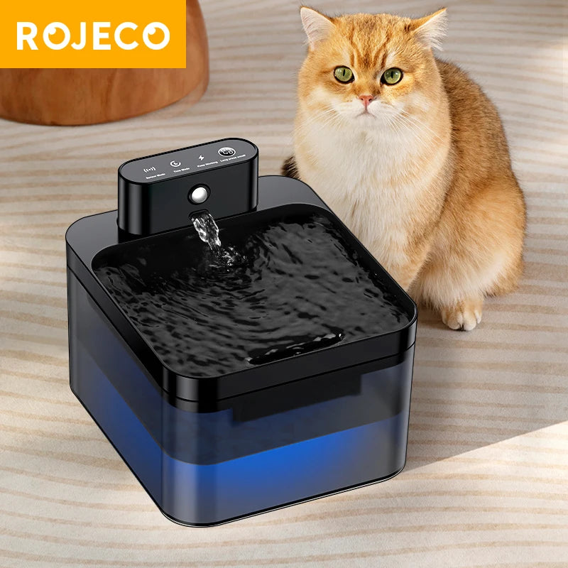 ROJECO Wireless Automatic Cat Water Fountain 2600mAh Pet Water Dispenser For Dog Cat Infrared Sensor Smart Pet Drinkier Fountain by HARMONYA STORE