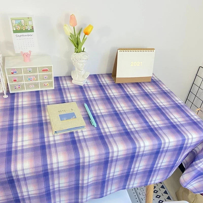 Plaid Tablecloth Table Cloth Desk Mat Dust-proof Dining Table Cloth Furniture Protector Picnic Mat Tapete Dressing Table Mat by HARMONYA STORE