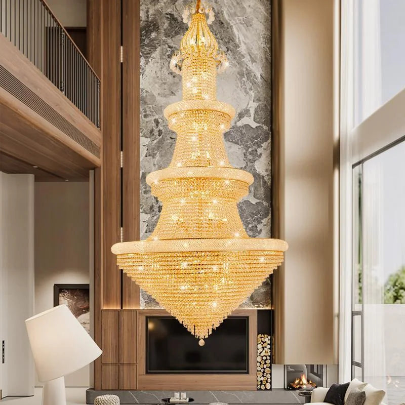 Luxury Crystal Chandeliers Home Decorate Ceiling Chandelier Lustre Duplex Loft Pendant Lights for Living Dining Room Żyrandol by HARMONYA STORE