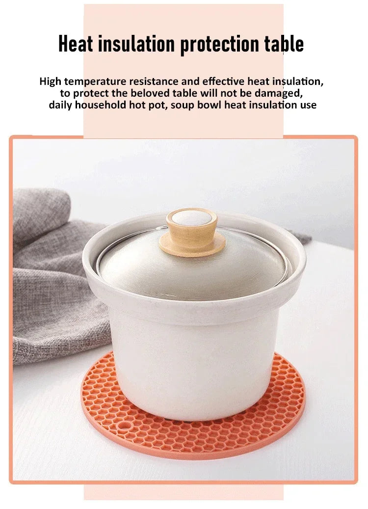 Table mat tool multifunctional kitchen silicone tableware mat, round anti slip and heat-resistant coffee cup coaster, pot holder by HARMONYA STORE