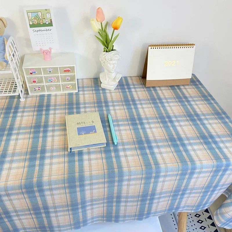 Plaid Tablecloth Table Cloth Desk Mat Dust-proof Dining Table Cloth Furniture Protector Picnic Mat Tapete Dressing Table Mat by HARMONYA STORE