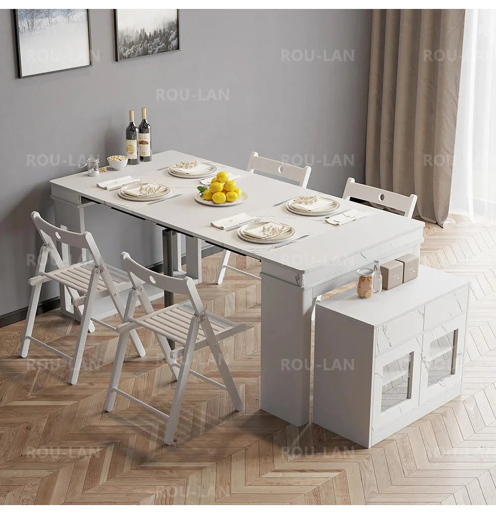 Modern Extendable Dining Table Rectangle Sideboard With Storage by HARMONYA STORE