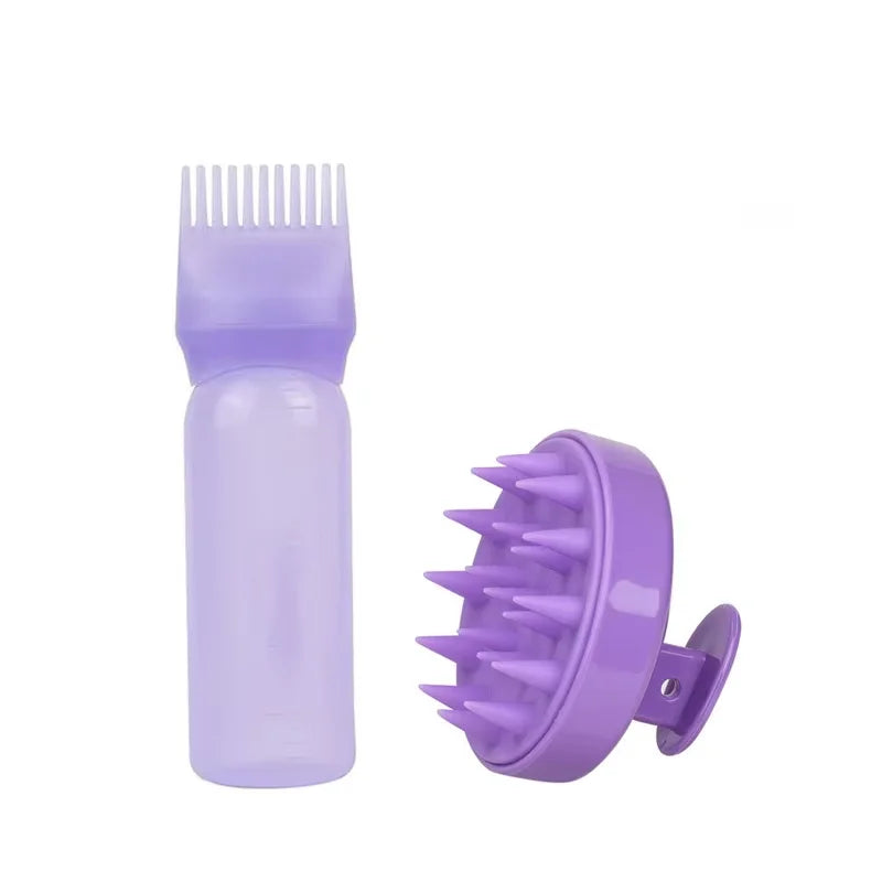 2-piece comb set, root comb application bottle, soft silicone hair brush, scalp exfoliation, massage, suitable for home salon by HARMONYA STORE