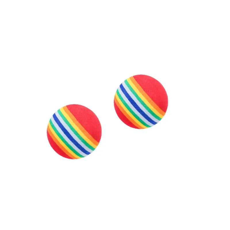Rainbow EVA Cat Toys Ball Interactive Cat Dog Play Chewing Rattle Scratch EVA Ball Training Balls Pet Toys Supplies by HARMONYA STORE
