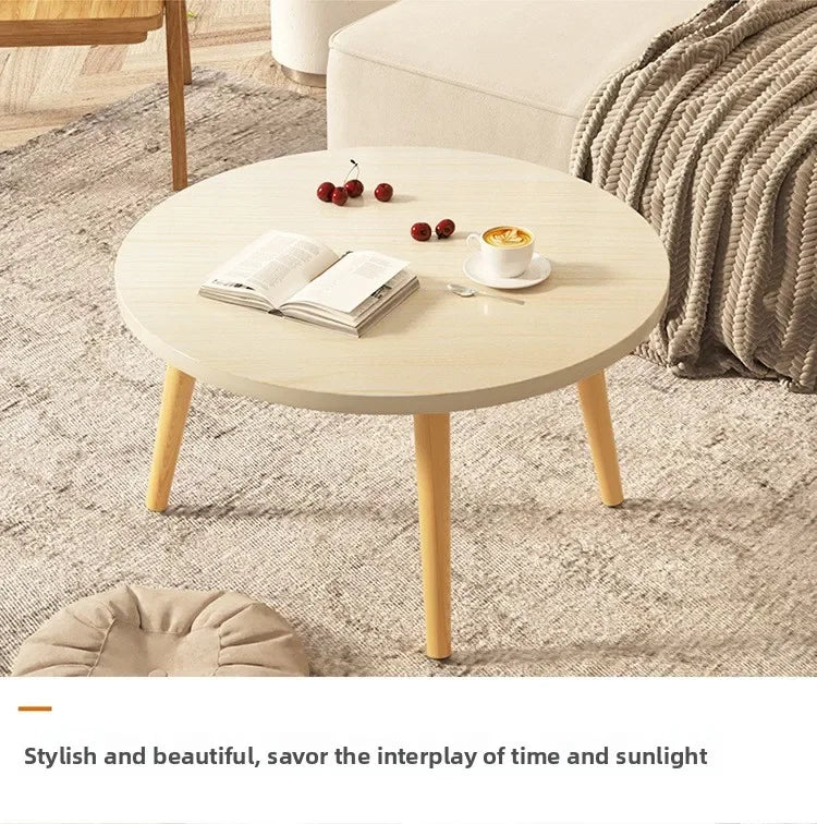 Small Table, Bedroom, Light Luxury Table, Modern Coffee Table, Living Room, Simple Small Round Table, Solid Wood by HARMONYA STORE