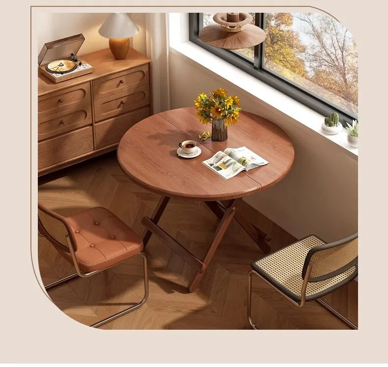 Sturdy Folding Dining Table - No Assembly Needed, Strong Stable Desk for Kitchen, Study & Office, round dining table,small table by HARMONYA STORE