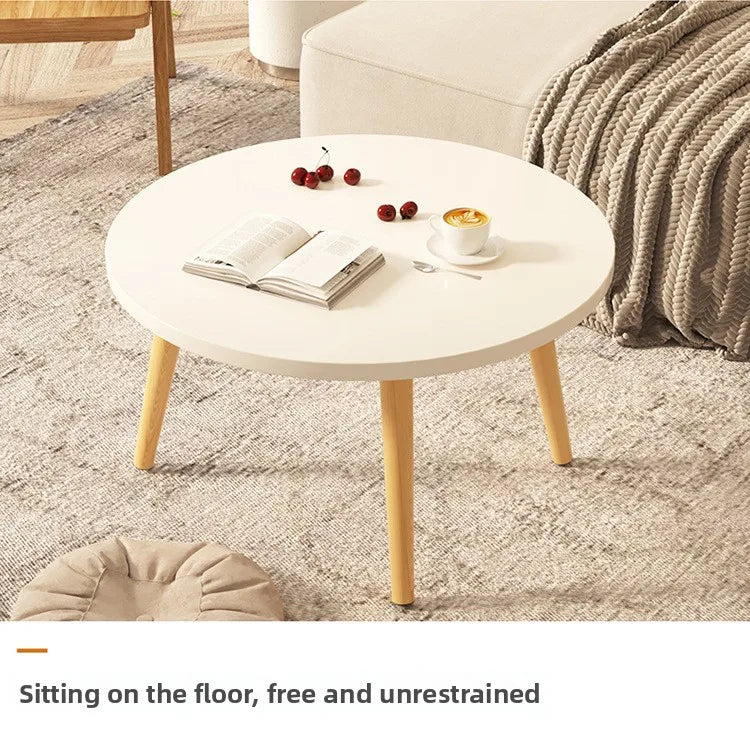 Small Table, Bedroom, Light Luxury Table, Modern Coffee Table, Living Room, Simple Small Round Table, Solid Wood by HARMONYA STORE