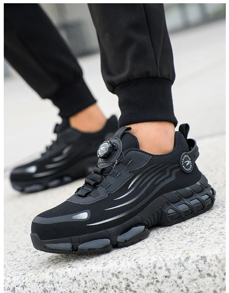 Rotating Button New Safety Shoes Men Anti-smash Anti-puncture Work Shoes Fashion Men Sport Shoes Security Protective Boots Men by HARMONYA STORE