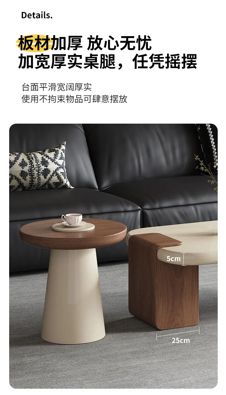 Modern Coffee Table Living Room Small Marble Side Table Glass Round Center Table Nordic Japandi Wabi Sabi Minimalist Furniture by HARMONYA STORE