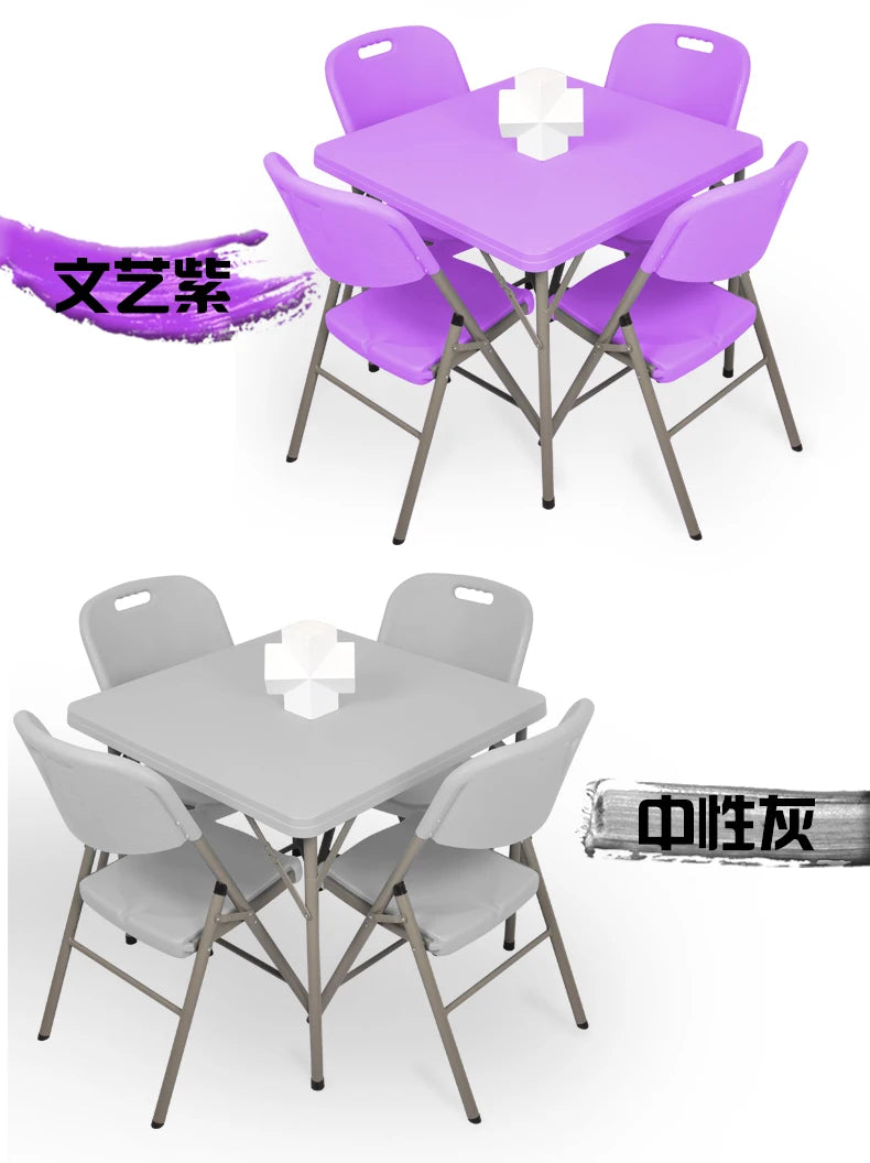 Folding square table, household dining table, square mahjong square table, outdoor portable plastic stall, street stall table by HARMONYA STORE