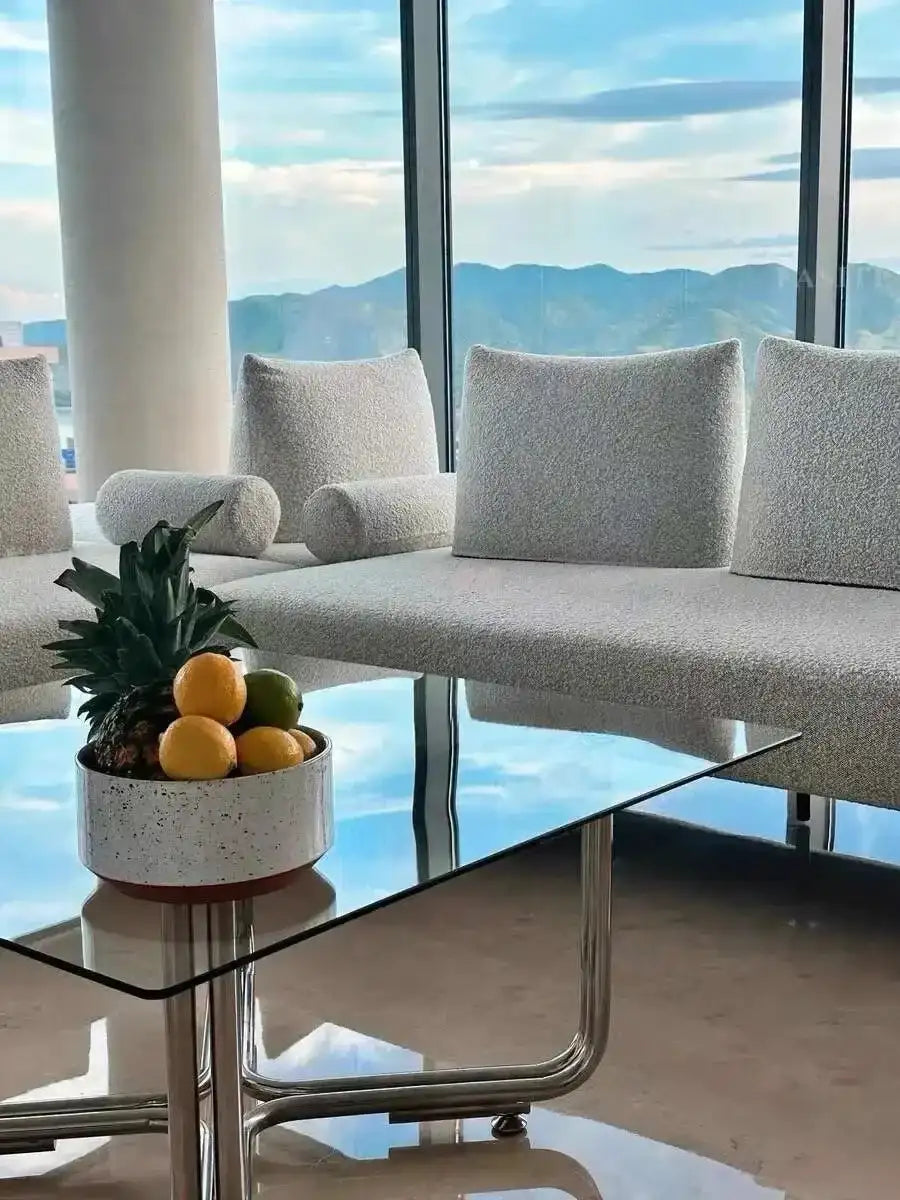 Transparent Square Glass Coffee Table, Stainless Steel Low Table by DSERS