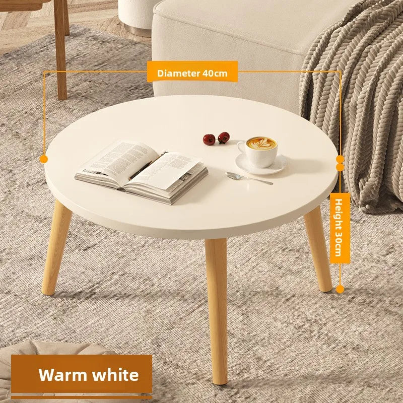 Small Table, Bedroom, Light Luxury Table, Modern Coffee Table, Living Room, Simple Small Round Table, Solid Wood by HARMONYA STORE
