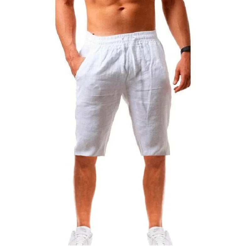 New Men's Cotton Linen Shorts Pants Male Summer Breathable Solid Color Linen Trousers Fitness Streetwear S-3XL by HARMONYA STORE