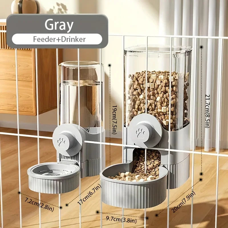 new tepy Hanging Automatic Pet Food Feeder/Water Dispenser, Gravity Cat Auto Feeder Waterer Set With Container Bowl For Cage by HARMONYA STORE