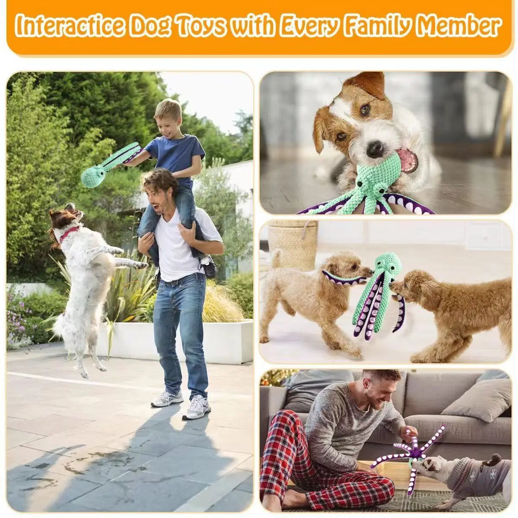 Dog pet plush octopus toy interactive sound anti-demolition home large and small dog boredom companion toy by HARMONYA STORE
