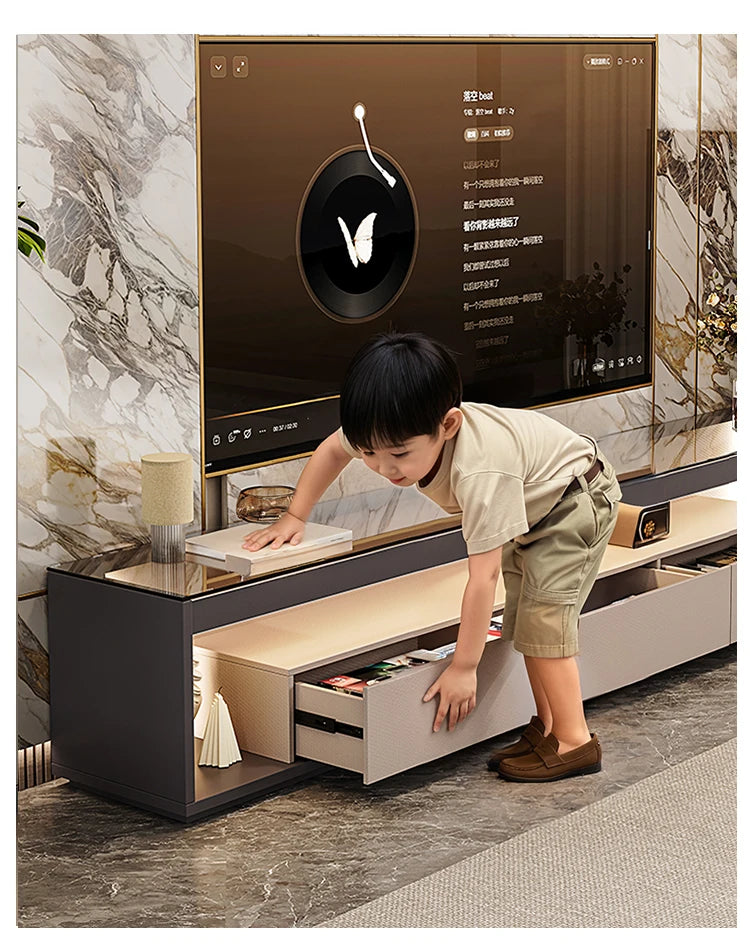 Glas Transparent Tv Table Cabinet Storage Luxury Floor Modern Tv Table Entertainment Center Meuble Television Salon Furnitures by HARMONYA STORE