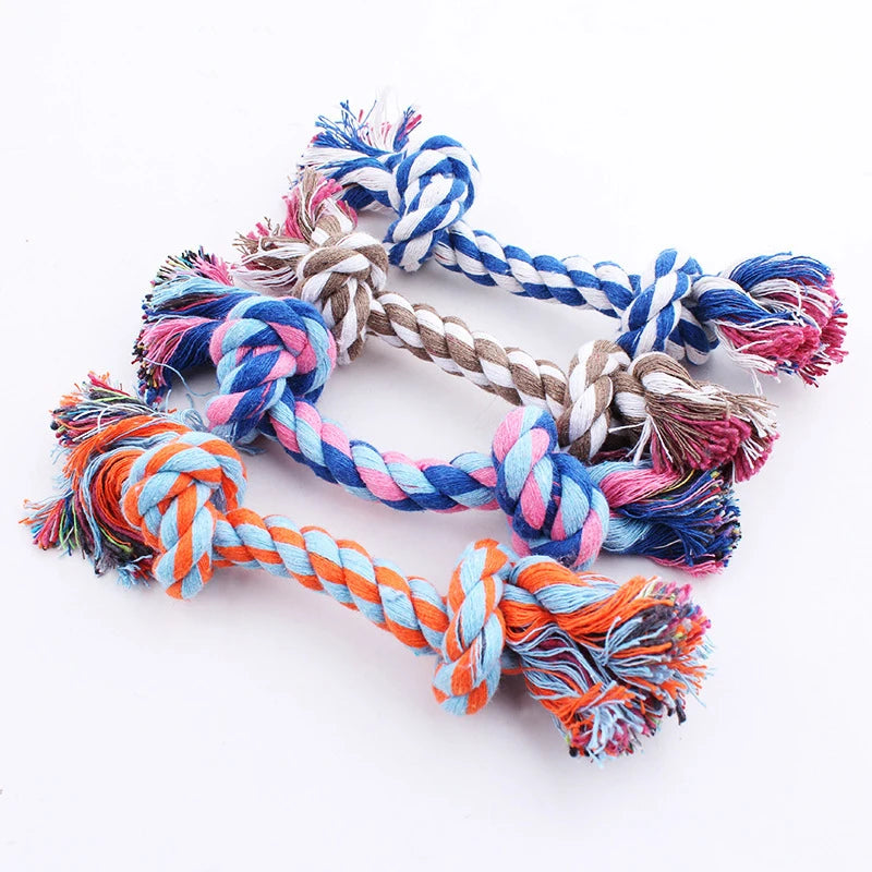 Random Color Pet Dog Toy Bite Rope Double Knot Cotton Rope Funny Cat Toy Bite Resistant and Sharp Teeth Pet Supplies Puppy Toys by HARMONYA STORE