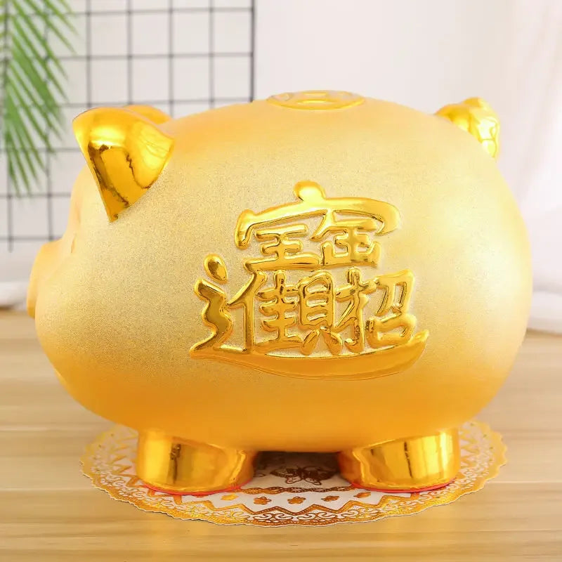 Creative Golden Pig Ceramic Piggy Bank 2023 New Kids Coin Bank Cute Cartoon Piggy Bank Gift Craft Money Box Savings Home Decor by HARMONYA STORE