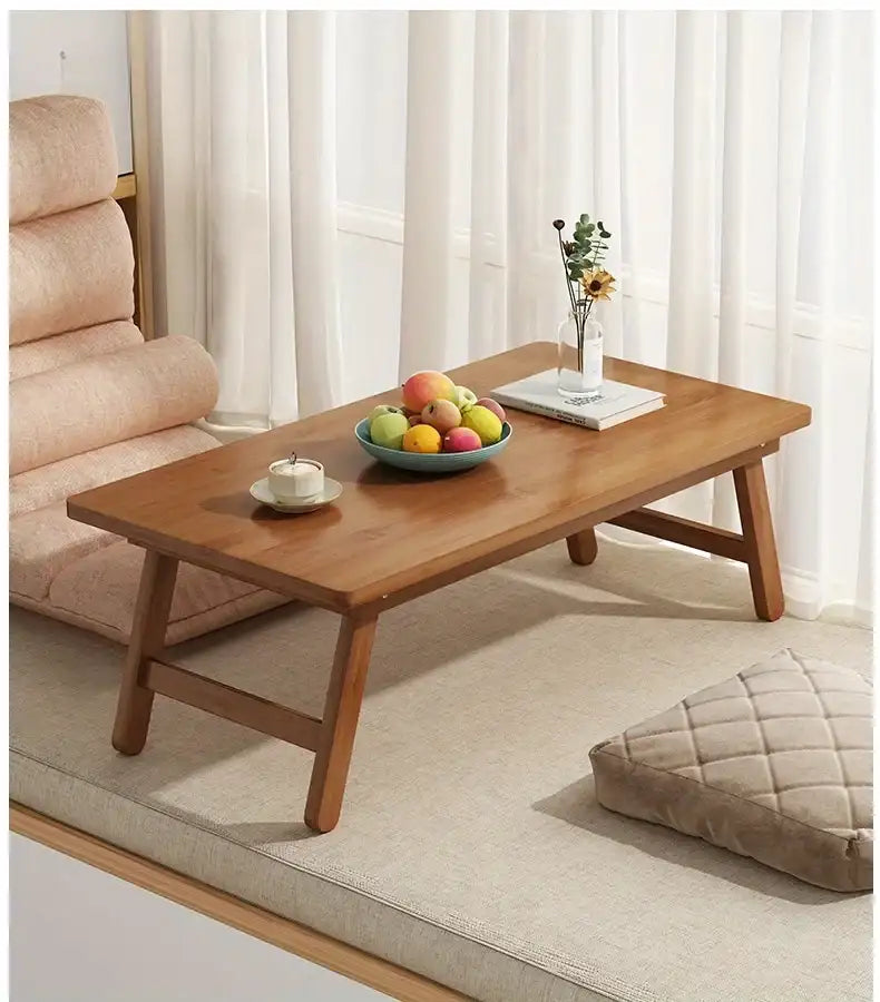 Versatile Foldable Coffee Table - Brown, Bamboo Top, Contemporary Style for Bay Window, Balcony, or Study Area, tea table by DSERS