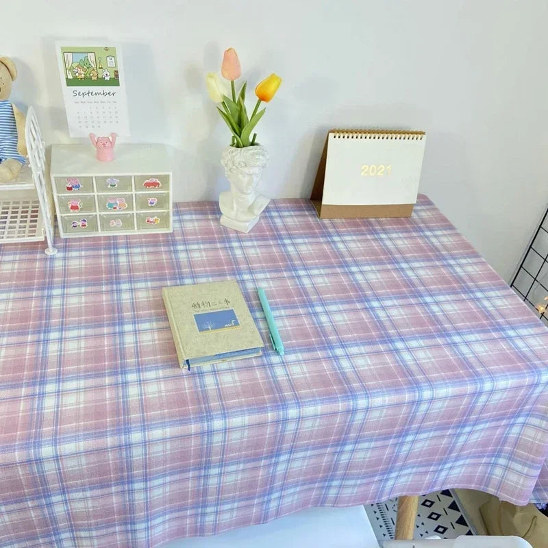 Plaid Tablecloth Table Cloth Desk Mat Dust-proof Dining Table Cloth Furniture Protector Picnic Mat Tapete Dressing Table Mat by HARMONYA STORE