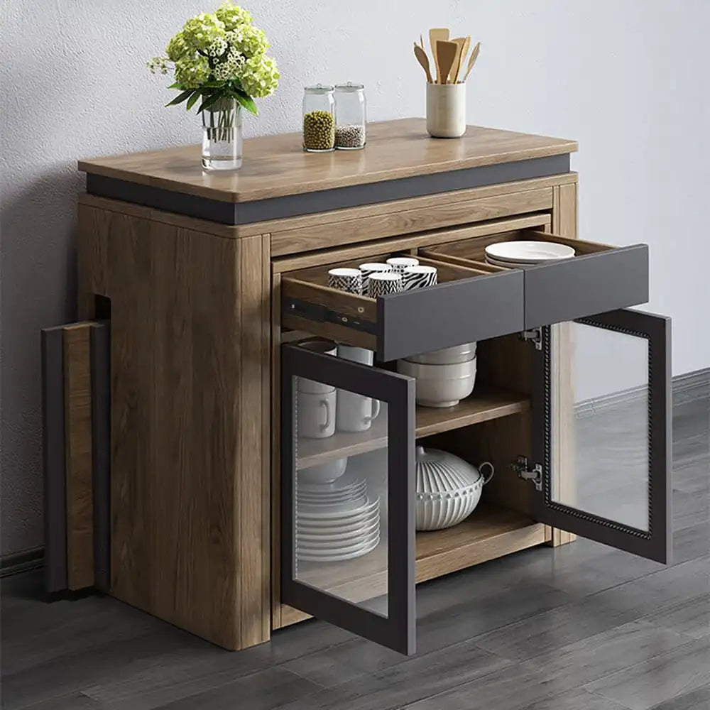 Modern Extendable Dining Table Rectangle Sideboard With Storage by HARMONYA STORE