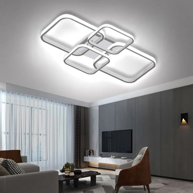 Nordic LED Ceiling Lamp Square Aluminium Balck White Home Decor For Living Room Bedroom Restaurant Indoor Lighting Fixtures by HARMONYA STORE