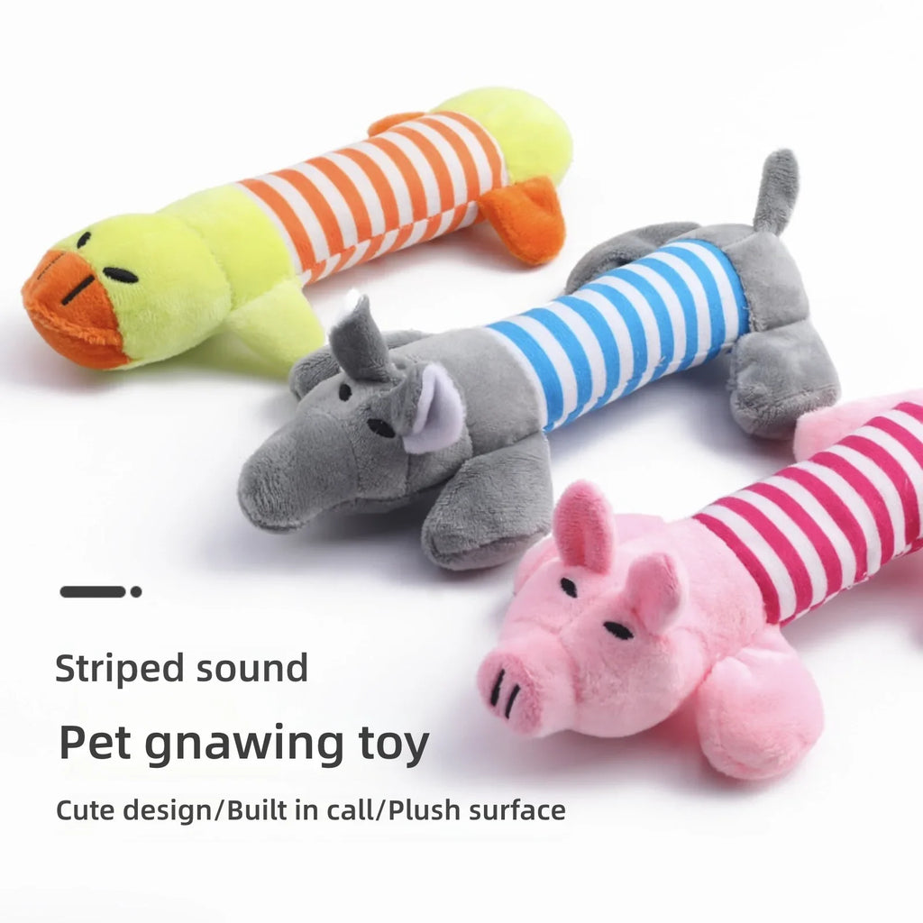 Pet Dogs, Cats, Plush Cartoon Embroidery, Bite Resistant and Stress Relieving, Ducks, Pigs, Elephants, Cute Vocalizations Toys by HARMONYA STORE