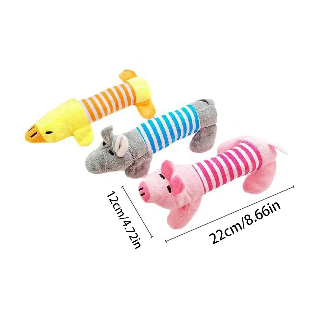 Pet Dogs, Cats, Plush Cartoon Embroidery, Bite Resistant and Stress Relieving, Ducks, Pigs, Elephants, Cute Vocalizations Toys by HARMONYA STORE
