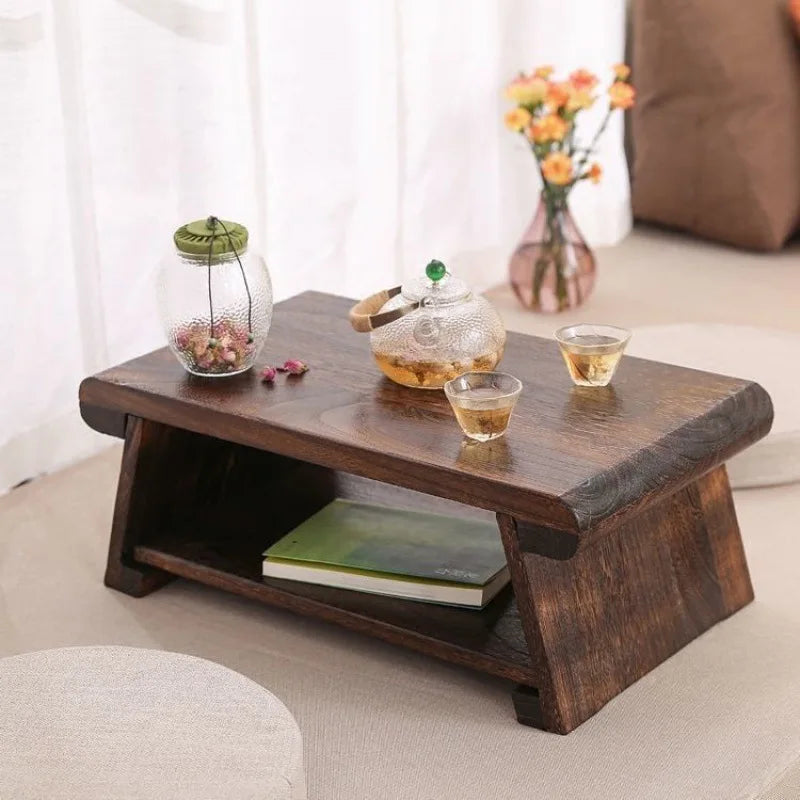 Solid Wood Tatami Bay Window Small Table Tea Table Japanese Style Balcony Table Tea Tables Home Small Tea Tables Folding Tables by HARMONYA STORE