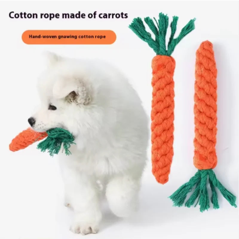 Cotton Rope Weaving Carrot Pet Toy for Puppies - Durable Wear & Bite Resistance Boredom Relief Dog Toy by HARMONYA STORE