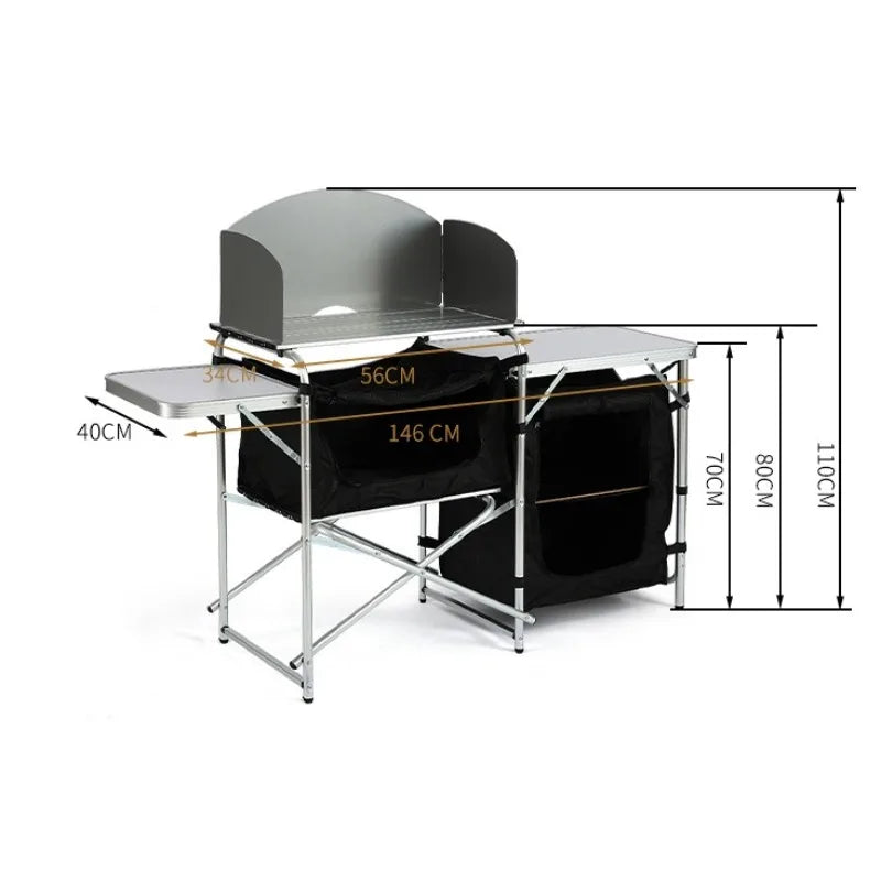 Outdoor Folding Portable Table Aluminum Alloy Frame Multi-functional Mobile Kitchen Dining Table Stable Camping Equipment by HARMONYA STORE