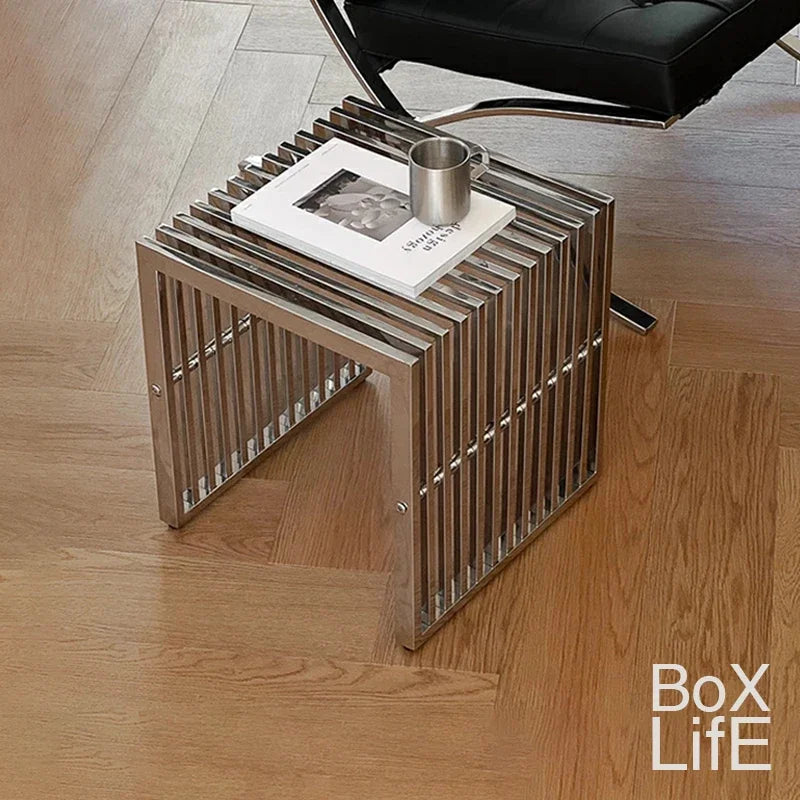 Modern Simple Stainless Steel Side Table Baohaus Medieval Living Room Metal Coffee Table Cafe Small Long Table by HARMONYA STORE