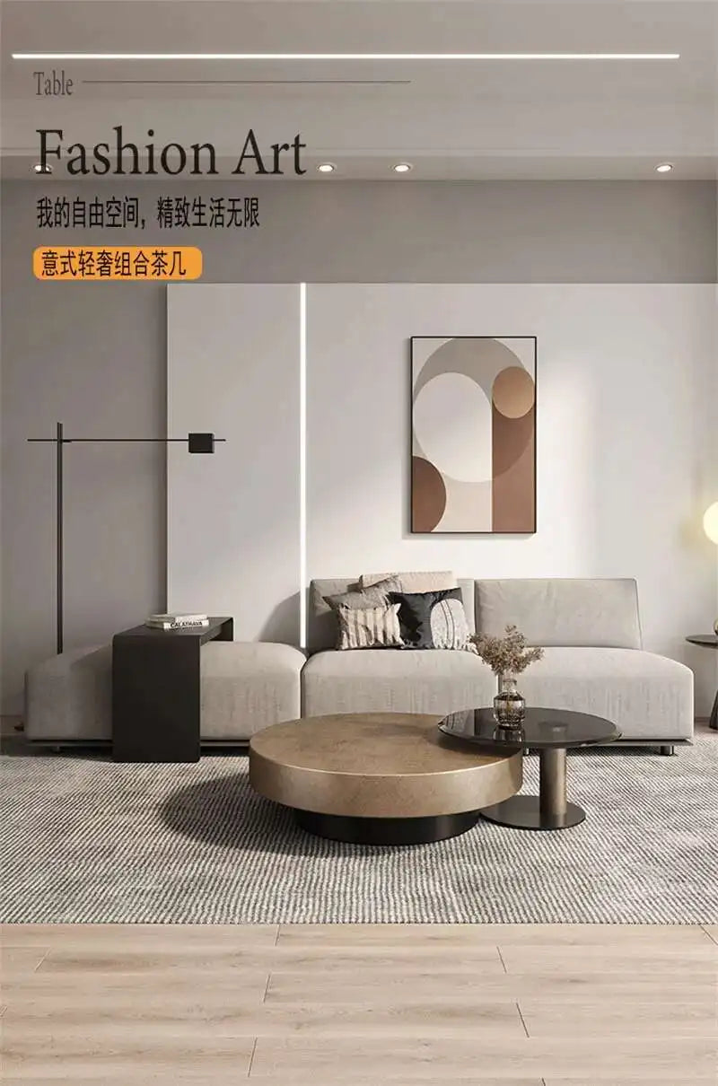 Designer Stainless Steel Coffee Tables European Luxury Round Tea Table Living Room Furniture Italian Tempered Glass Side Table by HARMONYA STORE