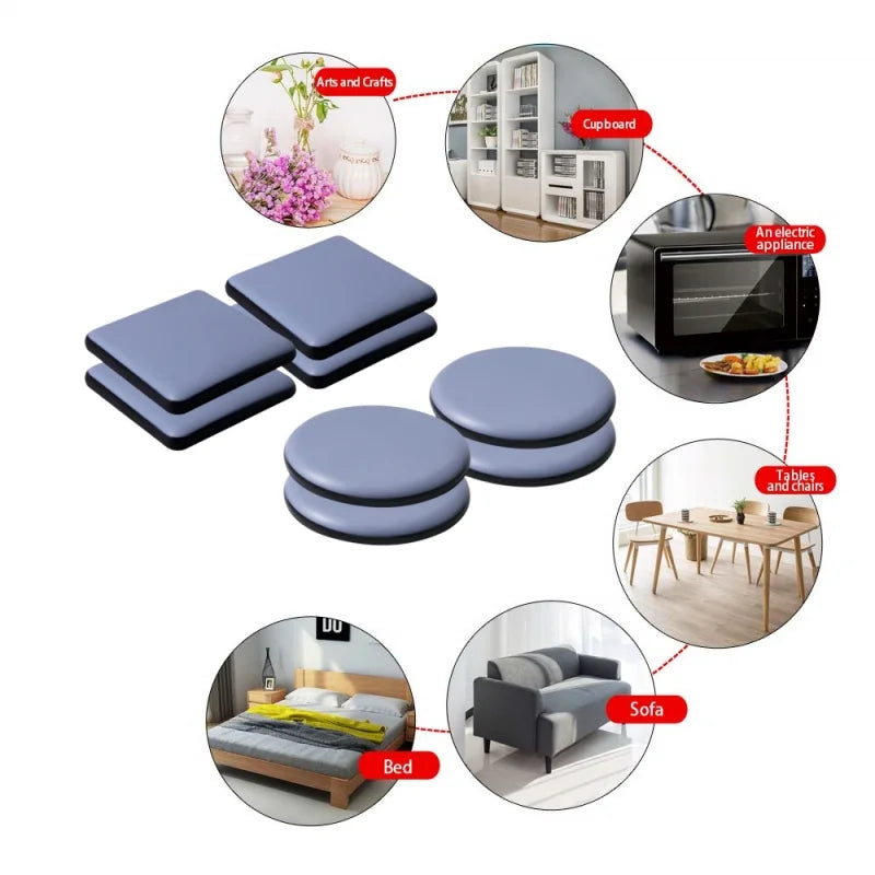 4pcs/set Furniture Leg Slider Pads Anti Scratch Easy Move Heavy Furniture Thickened Moving Pad Anti-abrasion Floor Protector Mat by HARMONYA STORE