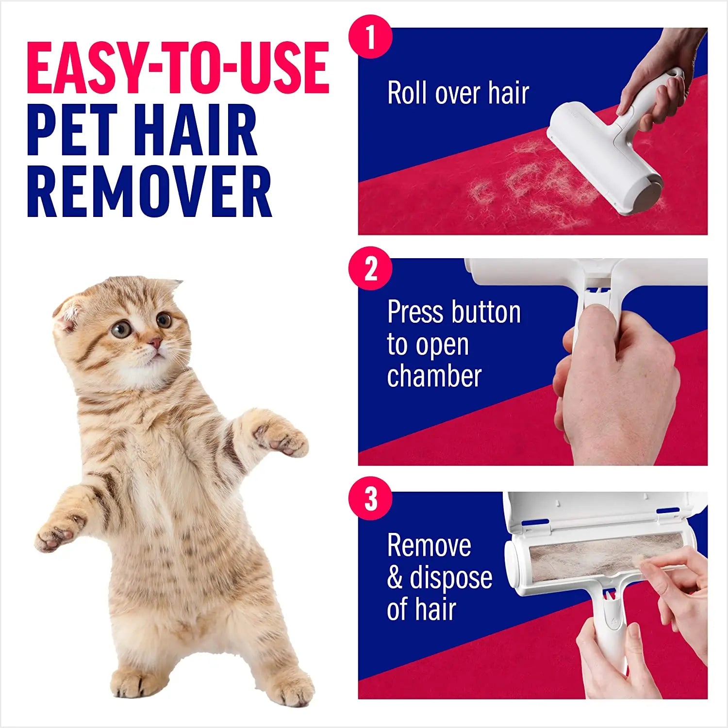 Pet Hair Remover Roller - Dog & Cat Fur Remover with Self-Cleaning Base - Efficient Animal Hair Removal Tool - Perfect for Furni by HARMONYA STORE