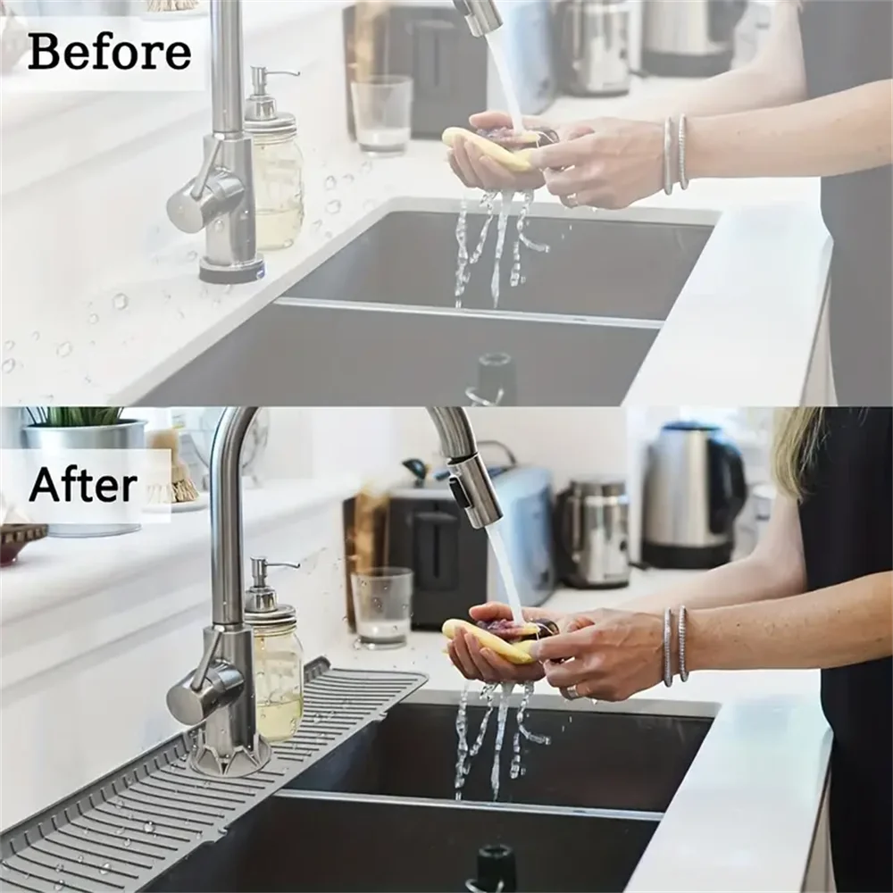Silicone Faucet Water Catcher Mats,Kitchen Sink Spill-Proof Drying Pads,Anti-Slip Drain and Splash Guard Water Catcher Mat by HARMONYA STORE