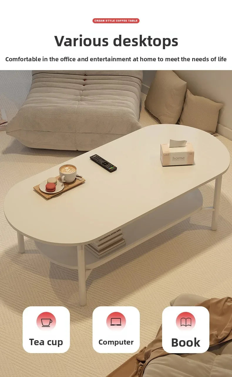 Coffee table small apartment living room household sofa tea table oval table small table by HARMONYA STORE