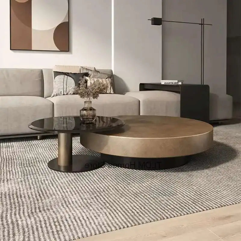 Designer Stainless Steel Coffee Tables European Luxury Round Tea Table Living Room Furniture Italian Tempered Glass Side Table by HARMONYA STORE