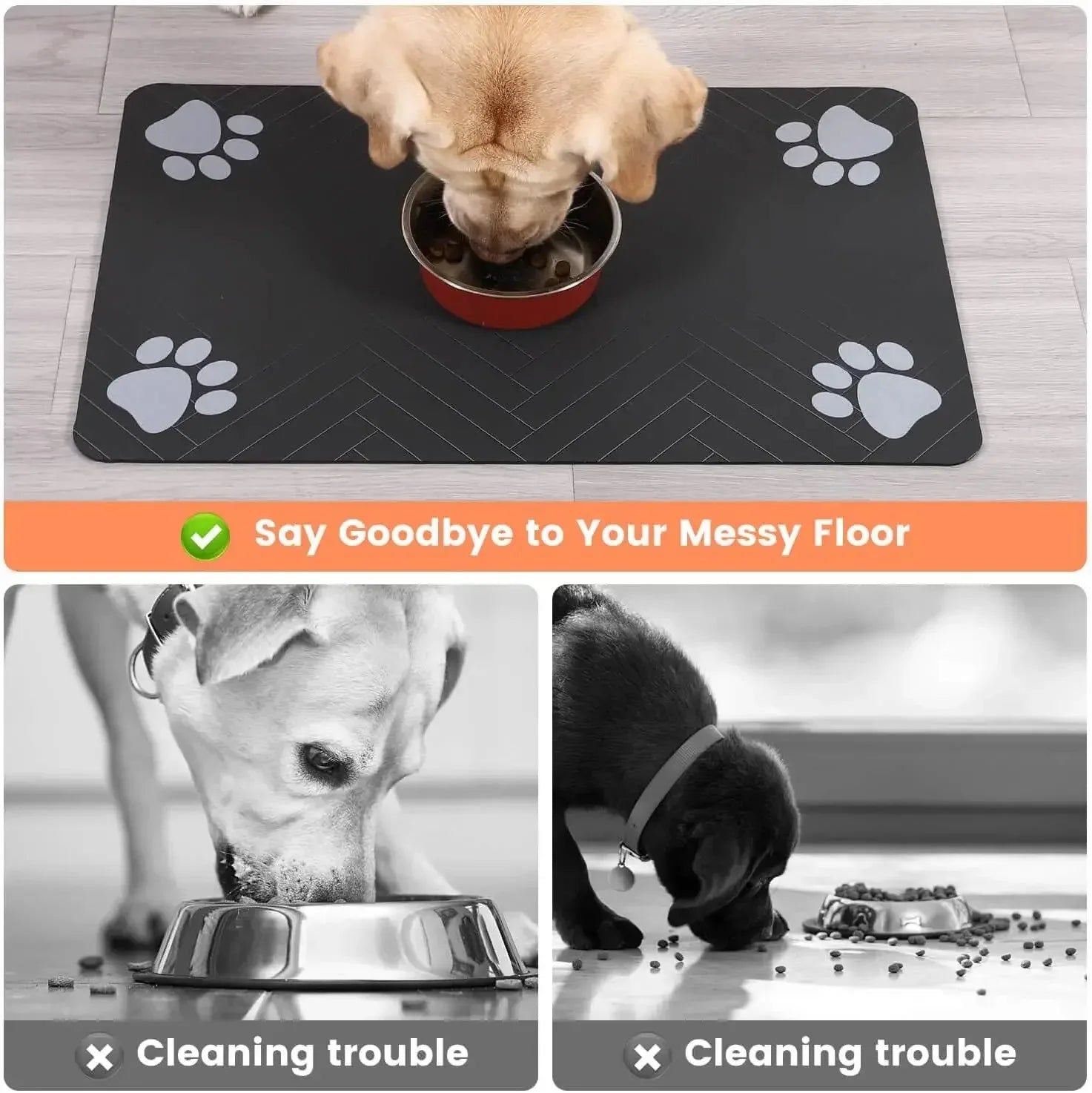 Pet Feeding Mat-Absorbent Pet Placemat Rubber Backing Quick Dry Water Mat for Dog Cat for Food and Water Bowl with Waterproof by HARMONYA STORE