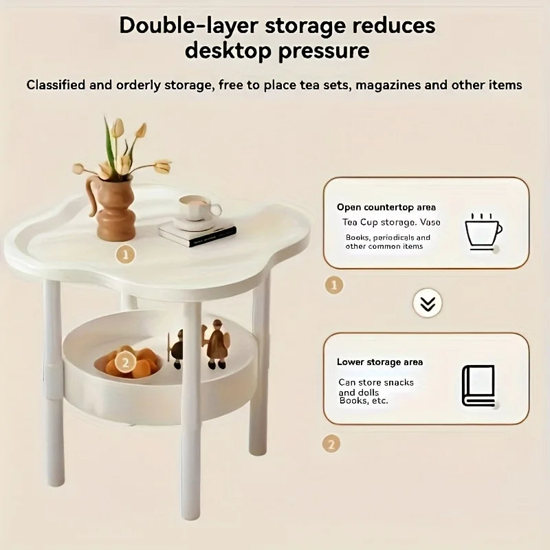 [Stylish Side Table] Stylish Modern Round Side Table with Storage Shelf | Space-Saving, Lightweight for Living Room, Bedroom by HARMONYA STORE