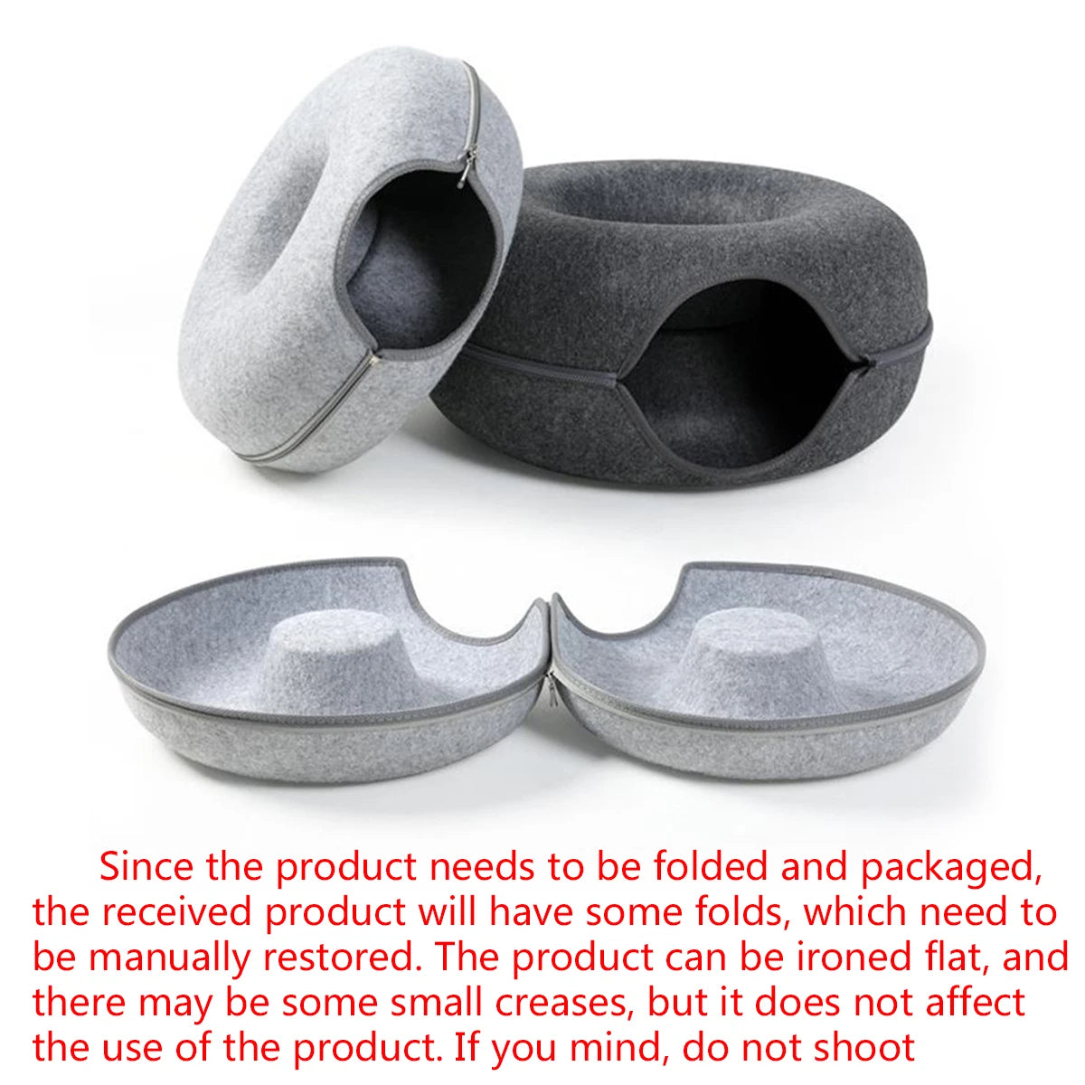 B-Tunnel Donut Cat Bed Interactive Tunnel Pet Felt Indoor Toys Cats House Kitten Training Toy Cat Kennel Cat Accessories by HARMONYA STORE
