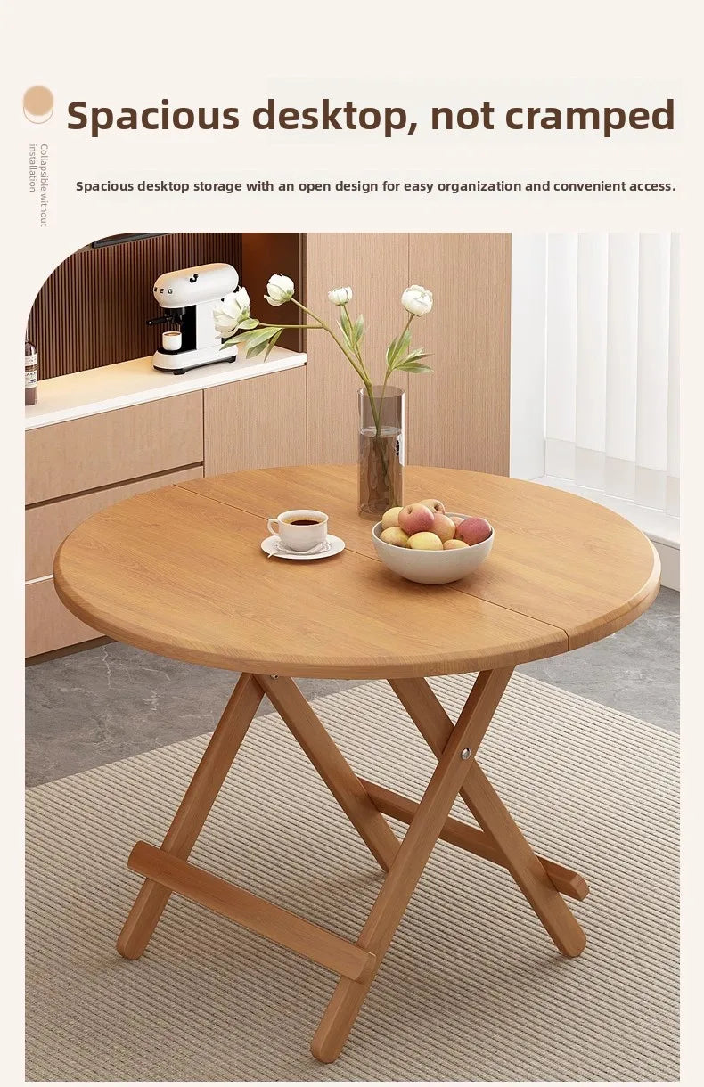 Sturdy Folding Dining Table - No Assembly Needed, Strong Stable Desk for Kitchen, Study & Office, round dining table,small table by HARMONYA STORE