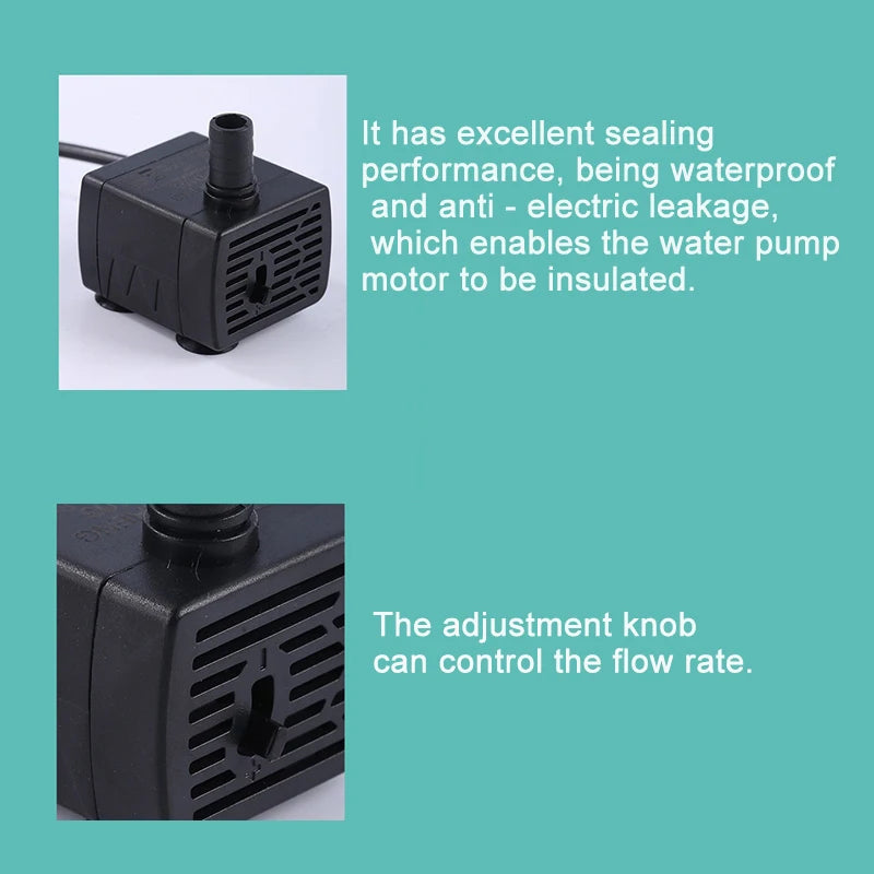 Ultra Quiet USB Aquarium Fish Tank Filtration Pump Mini Pet Fountain Submersible Adjustable Flow Water Circulation Pump 5V 5W by HARMONYA STORE